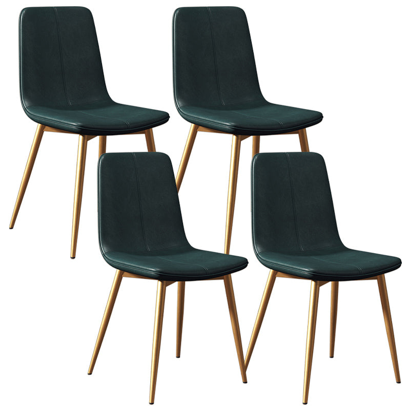 Glam -stijl eetkamerstoel faux lederen eetkamerstoel met metalen benen