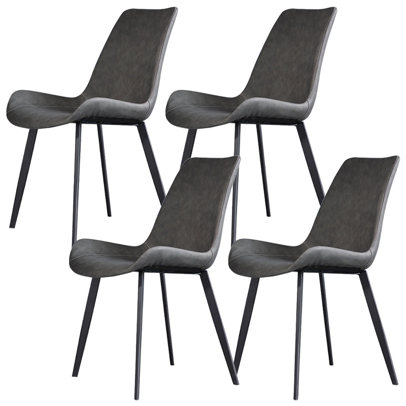Industrial Dining Chair with Metal Frame Matte Finish Solid Back Side Chair