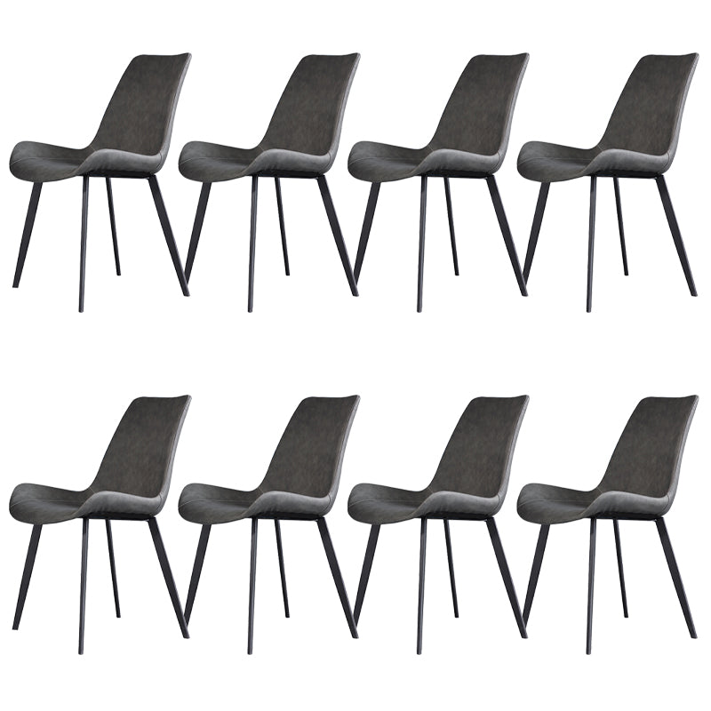 Industrial Dining Chair with Metal Frame Matte Finish Solid Back Side Chair