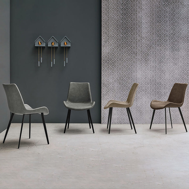 Industrial Dining Chair with Metal Frame Matte Finish Solid Back Side Chair