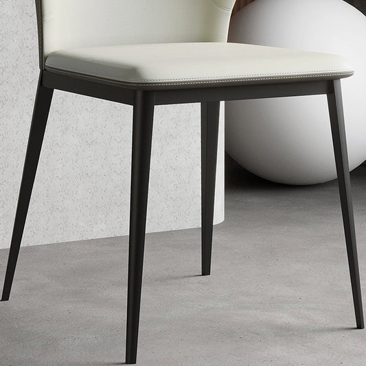 Industrial Armless Dining Chairs Black Metal Legs Wingback Side Chair