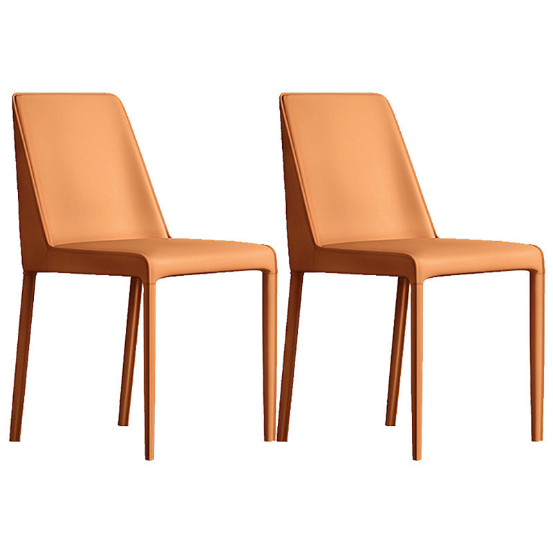 Contemporary Home Upholstered Side Chair Matte Finish Dining Chair Orange 2 Piece Set Clearhalo 'Dining Chairs' 'Dining Tables & Seating' 'dining_chair' 'furn' 'furn_dining_chair' 'Furniture' 'Kitchen & Dining Furniture' 6138608
