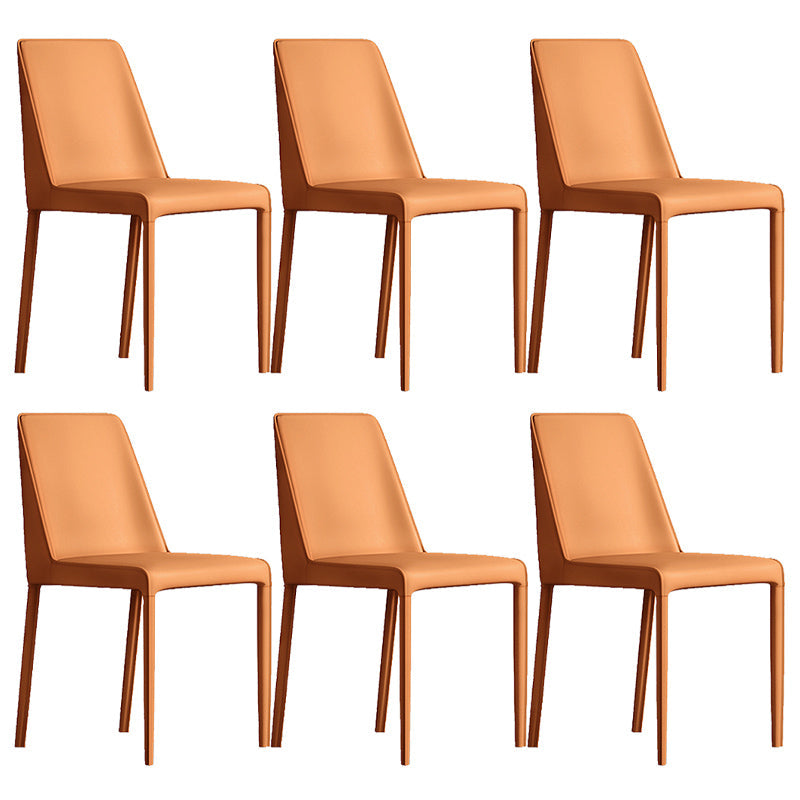 Contemporary Home Upholstered Side Chair Matte Finish Dining Chair Orange 6 Piece Set Clearhalo 'Dining Chairs' 'Dining Tables & Seating' 'dining_chair' 'furn' 'furn_dining_chair' 'Furniture' 'Kitchen & Dining Furniture' 6138610