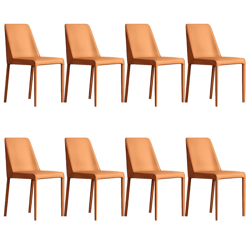 Contemporary Home Upholstered Side Chair Matte Finish Dining Chair Orange 8 Piece Set Clearhalo 'Dining Chairs' 'Dining Tables & Seating' 'dining_chair' 'furn' 'furn_dining_chair' 'Furniture' 'Kitchen & Dining Furniture' 6138611