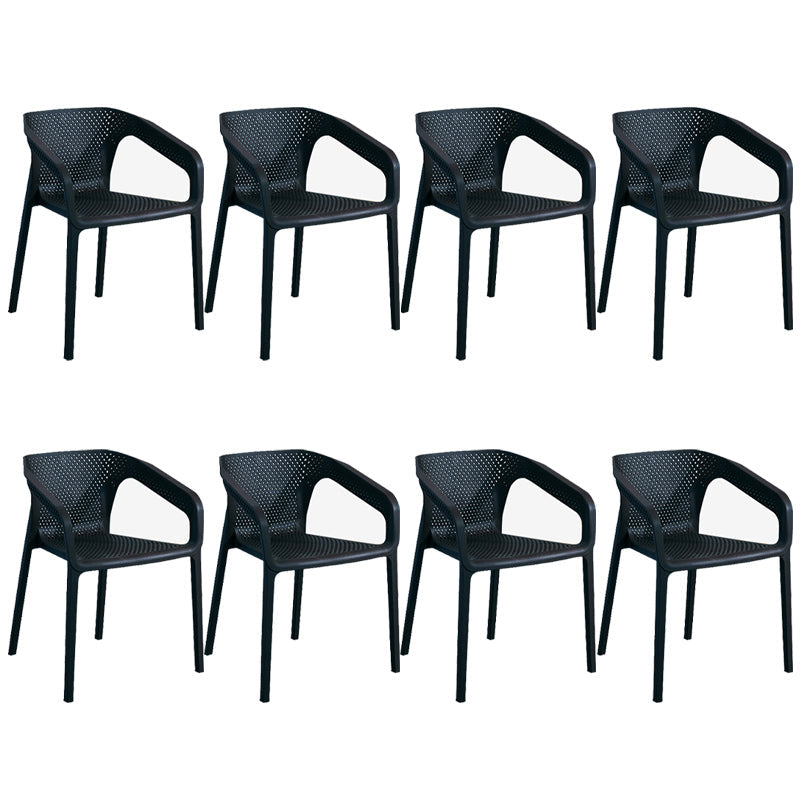 Modern Style Plastic Dining Armchair Open Back Stackable Dining Arm Chair