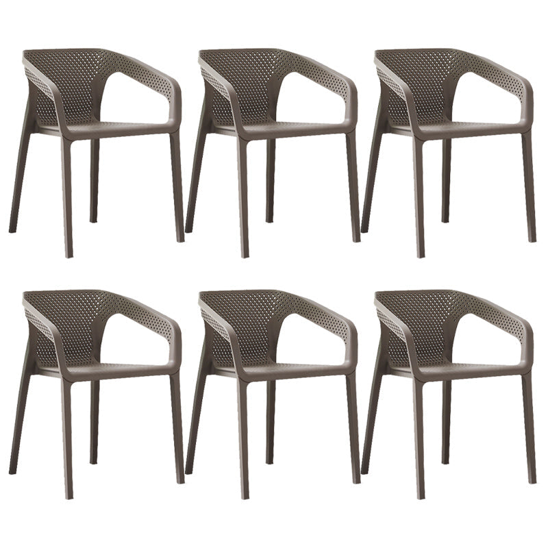 Modern Style Plastic Dining Armchair Open Back Stackable Dining Arm Chair