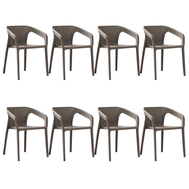 Modern Style Plastic Dining Armchair Open Back Stackable Dining Arm Chair