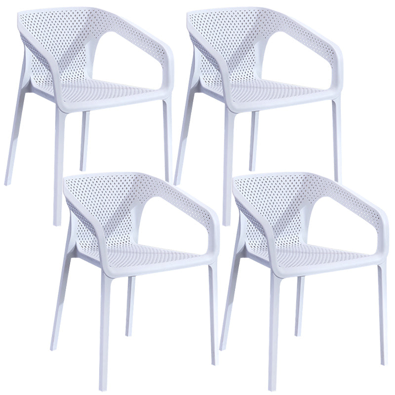 Modern Style Plastic Dining Armchair Open Back Stackable Dining Arm Chair
