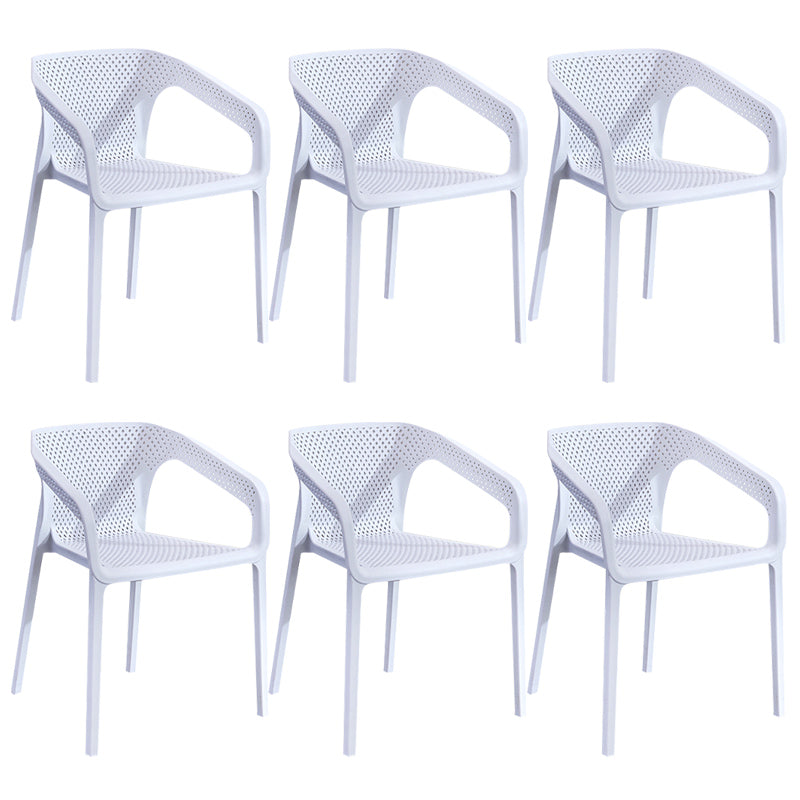 Modern Style Plastic Dining Armchair Open Back Stackable Dining Arm Chair