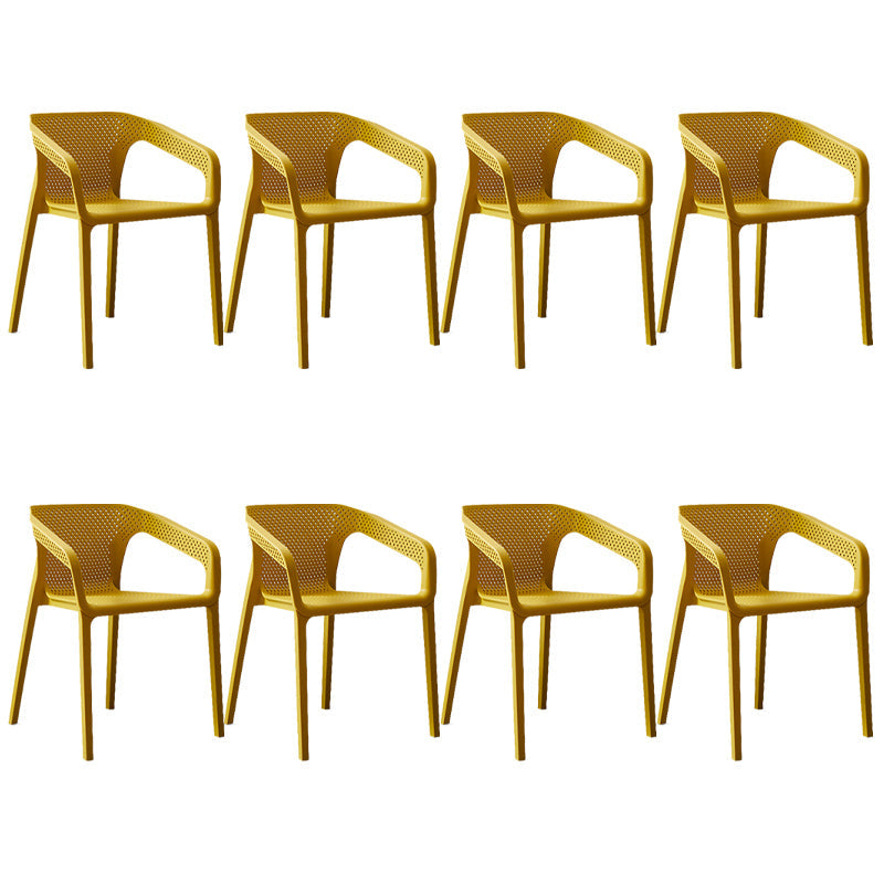 Modern Style Plastic Dining Armchair Open Back Stackable Dining Arm Chair