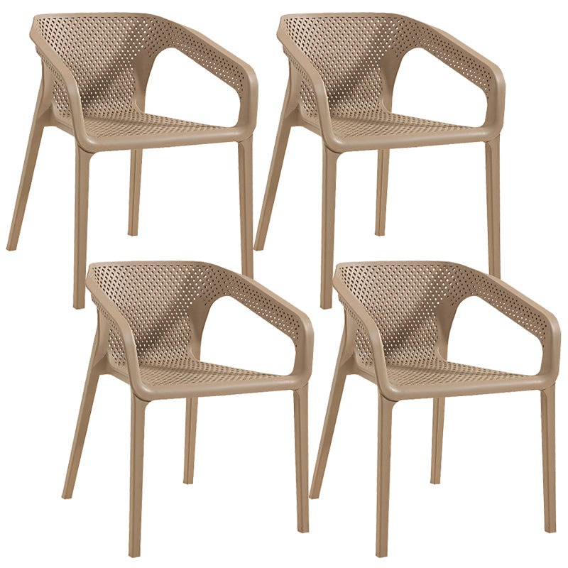Modern Style Plastic Dining Armchair Open Back Stackable Dining Arm Chair