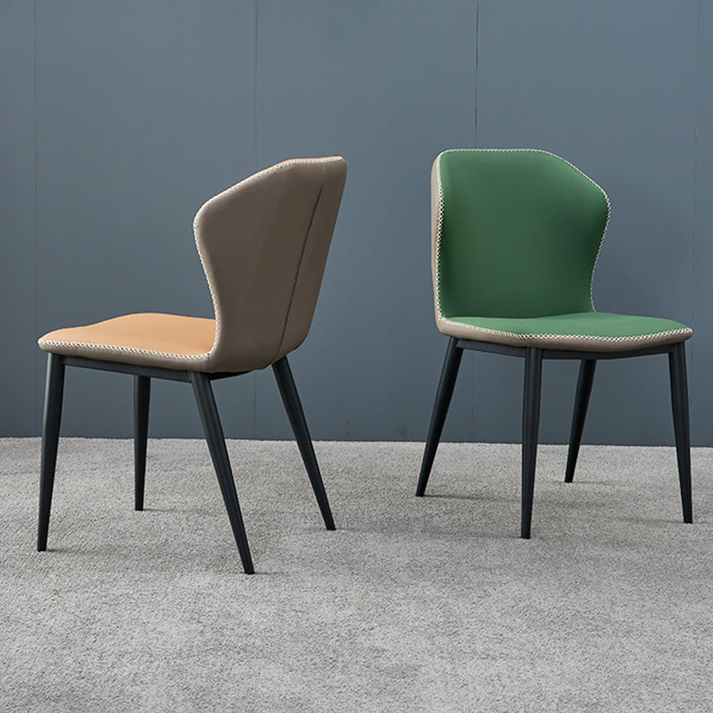 Silla de comedor contemporánea de metal acabado metálico silla lateral del ala