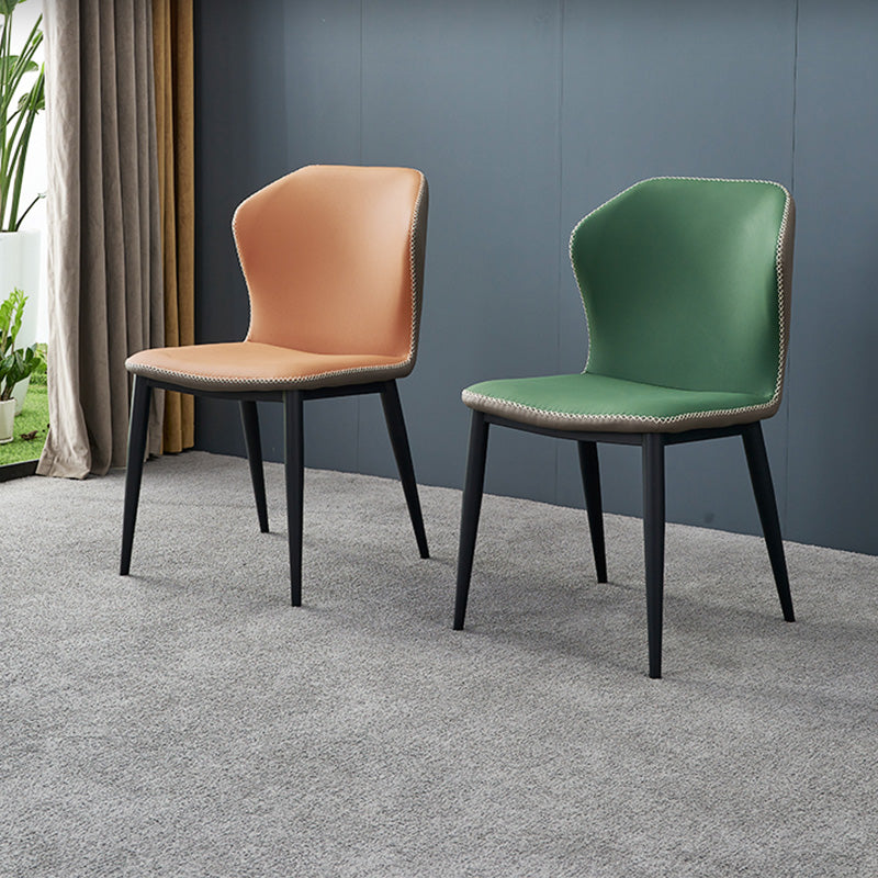 Silla de comedor contemporánea de metal acabado metálico silla lateral del ala