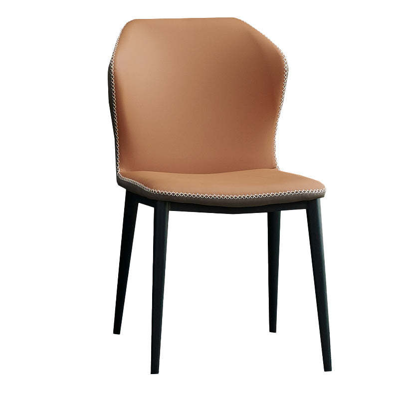 Silla de comedor contemporánea de metal acabado metálico silla lateral del ala