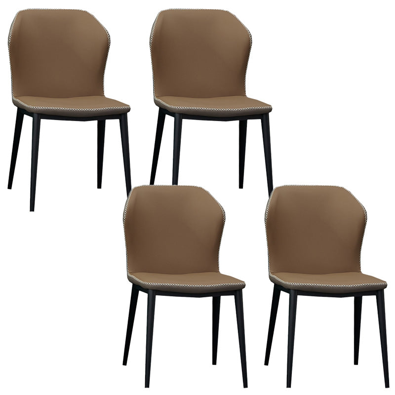 Silla de comedor contemporánea de metal acabado metálico silla lateral del ala