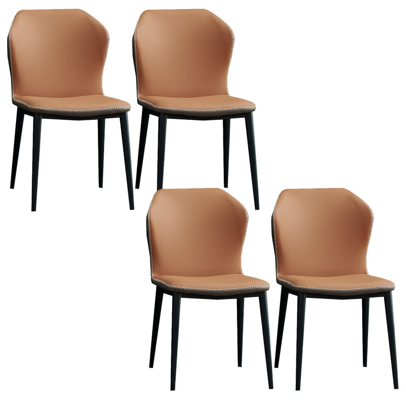 Silla de comedor contemporánea de metal acabado metálico silla lateral del ala