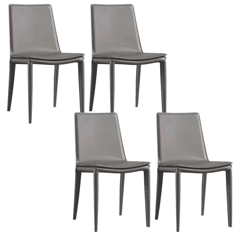 Contemporary Style Dining Chairs Armless Dining Chairs with Metal Legs for Home Grey 4 Piece Set Clearhalo 'Dining Chairs' 'Dining Tables & Seating' 'dining_chair' 'furn' 'furn_dining_chair' 'Furniture' 'Kitchen & Dining Furniture' 6138807
