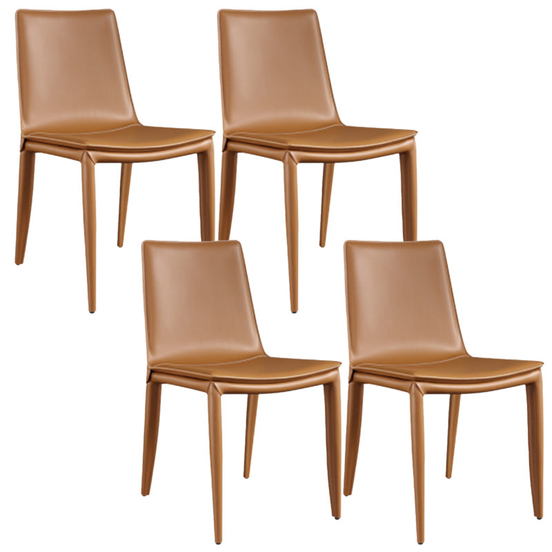 Contemporary Style Dining Chairs Armless Dining Chairs with Metal Legs for Home Orange 4 Piece Set Clearhalo 'Dining Chairs' 'Dining Tables & Seating' 'dining_chair' 'furn' 'furn_dining_chair' 'Furniture' 'Kitchen & Dining Furniture' 6138809