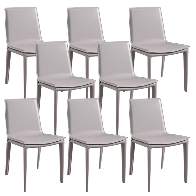 Contemporary Style Dining Chairs Armless Dining Chairs with Metal Legs for Home Light Gray 8 Piece Set Clearhalo 'Dining Chairs' 'Dining Tables & Seating' 'dining_chair' 'furn' 'furn_dining_chair' 'Furniture' 'Kitchen & Dining Furniture' 6138811