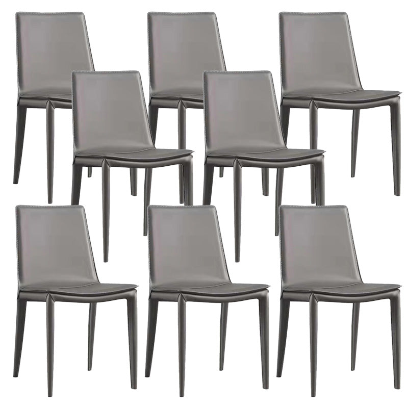 Contemporary Style Dining Chairs Armless Dining Chairs with Metal Legs for Home Grey 8 Piece Set Clearhalo 'Dining Chairs' 'Dining Tables & Seating' 'dining_chair' 'furn' 'furn_dining_chair' 'Furniture' 'Kitchen & Dining Furniture' 6138813