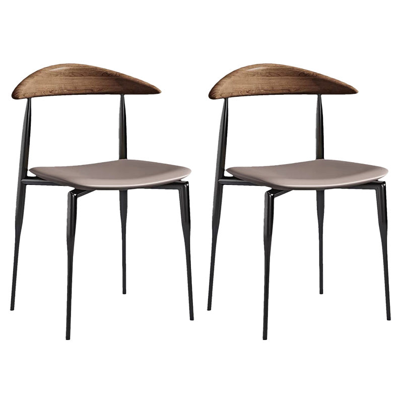 Metal Industrial Side Chair with Black Legs Metallic Finish Indoor Dining Chair