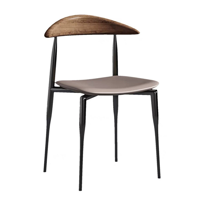 Metal Industrial Side Chair with Black Legs Metallic Finish Indoor Dining Chair