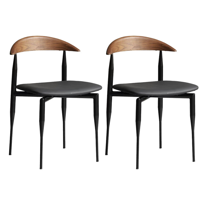 Metal Industrial Side Chair with Black Legs Metallic Finish Indoor Dining Chair