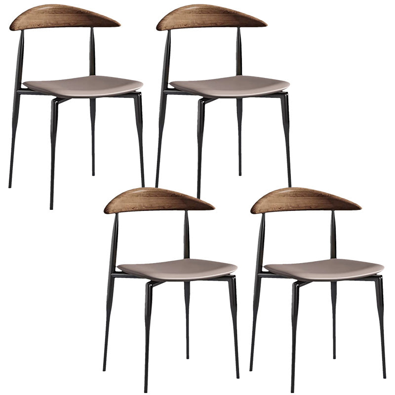 Metal Industrial Side Chair with Black Legs Metallic Finish Indoor Dining Chair