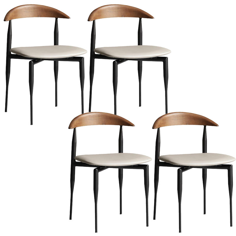 Metal Industrial Side Chair with Black Legs Metallic Finish Indoor Dining Chair