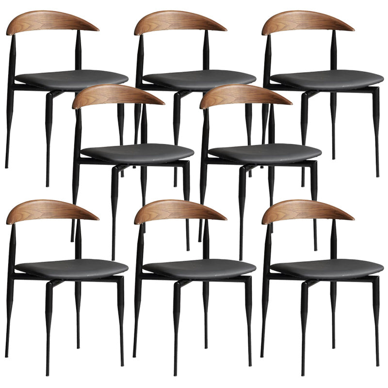 Metal Industrial Side Chair with Black Legs Metallic Finish Indoor Dining Chair