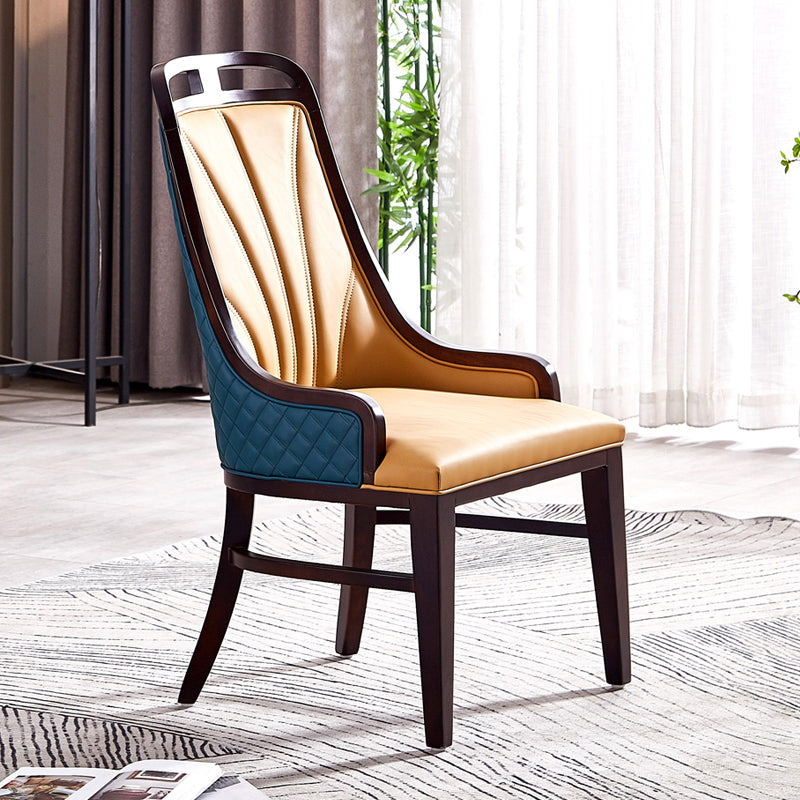 Traditional Upholstered Dining Room Chair Solid Wood Dining Accent Chair Blue-Brown 1 Piece Clearhalo 'Dining Chairs' 'Dining Tables & Seating' 'dining_chair' 'furn' 'furn_dining_chair' 'Furniture' 'Kitchen & Dining Furniture' 6138855