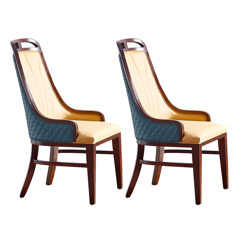 Traditional Upholstered Dining Room Chair Solid Wood Dining Accent Chair Blue-Brown 2 Piece Set Clearhalo 'Dining Chairs' 'Dining Tables & Seating' 'dining_chair' 'furn' 'furn_dining_chair' 'Furniture' 'Kitchen & Dining Furniture' 6138863