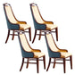 Traditional Upholstered Dining Room Chair Solid Wood Dining Accent Chair Blue-Brown 4 Piece Set Clearhalo 'Dining Chairs' 'Dining Tables & Seating' 'dining_chair' 'furn' 'furn_dining_chair' 'Furniture' 'Kitchen & Dining Furniture' 6138865