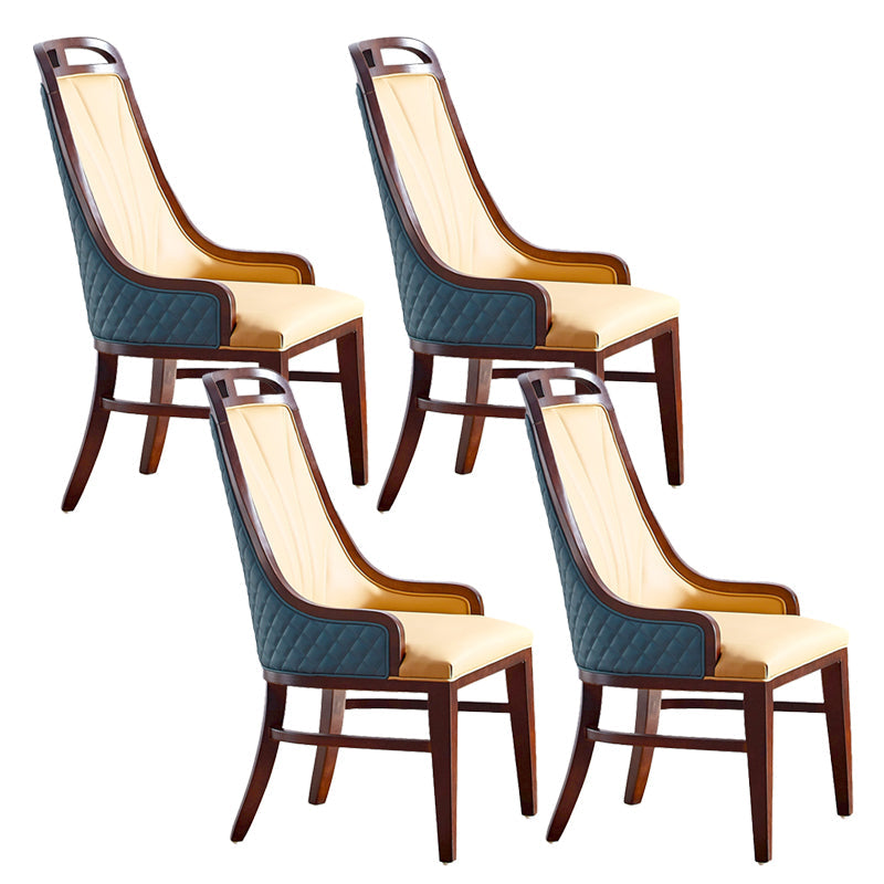 Traditional Upholstered Dining Room Chair Solid Wood Dining Accent Chair Blue-Brown 4 Piece Set Clearhalo 'Dining Chairs' 'Dining Tables & Seating' 'dining_chair' 'furn' 'furn_dining_chair' 'Furniture' 'Kitchen & Dining Furniture' 6138865