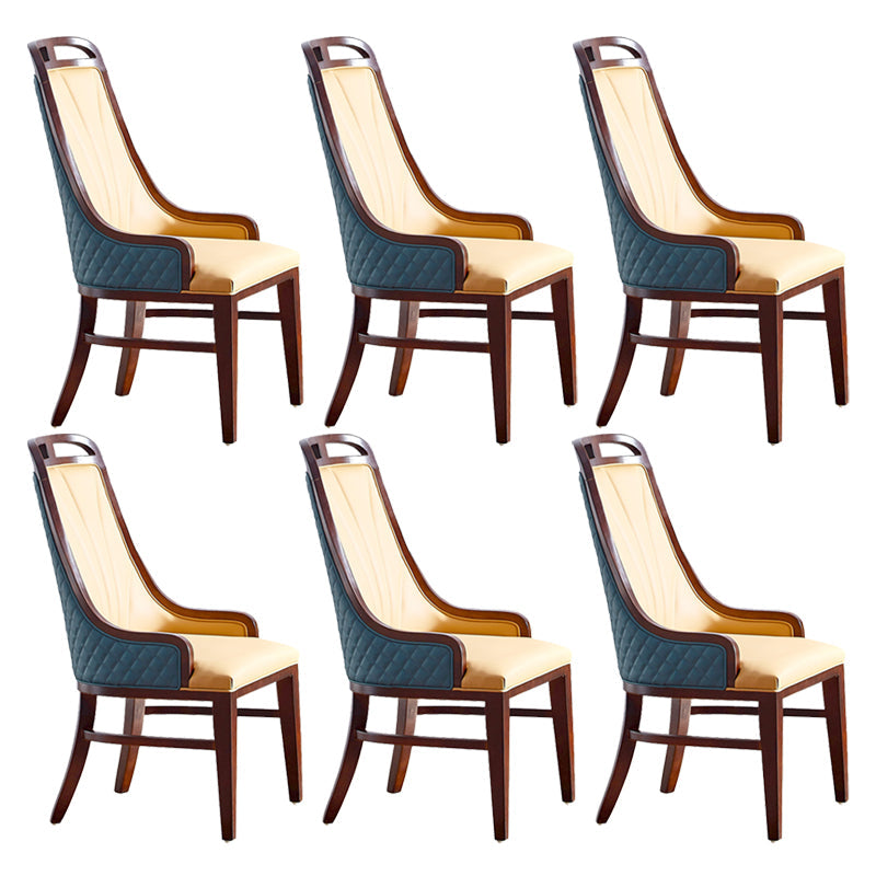 Traditional Upholstered Dining Room Chair Solid Wood Dining Accent Chair Blue-Brown 6 Piece Set Clearhalo 'Dining Chairs' 'Dining Tables & Seating' 'dining_chair' 'furn' 'furn_dining_chair' 'Furniture' 'Kitchen & Dining Furniture' 6138867