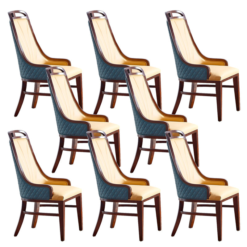 Traditional Upholstered Dining Room Chair Solid Wood Dining Accent Chair Blue-Brown 8 Piece Set Clearhalo 'Dining Chairs' 'Dining Tables & Seating' 'dining_chair' 'furn' 'furn_dining_chair' 'Furniture' 'Kitchen & Dining Furniture' 6138868