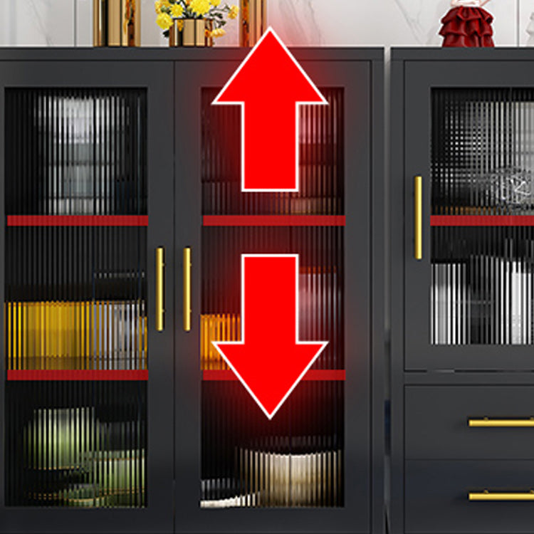 Contemporary Dining Server with Glass Doors Metal Buffet Server Clearhalo 'buffet_sideboard' 'Buffets & Sideboards' 'furn' 'furn_buffet_sideboard' 'Furniture' 'Kitchen & Dining Furniture' 6139048