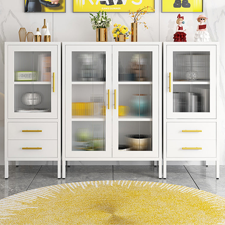 Contemporary Dining Server with Glass Doors Metal Buffet Server Clearhalo 'buffet_sideboard' 'Buffets & Sideboards' 'furn' 'furn_buffet_sideboard' 'Furniture' 'Kitchen & Dining Furniture' 6139054