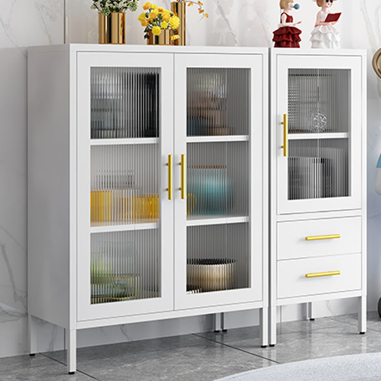 Contemporary Dining Server with Glass Doors Metal Buffet Server Clearhalo 'buffet_sideboard' 'Buffets & Sideboards' 'furn' 'furn_buffet_sideboard' 'Furniture' 'Kitchen & Dining Furniture' 6139056