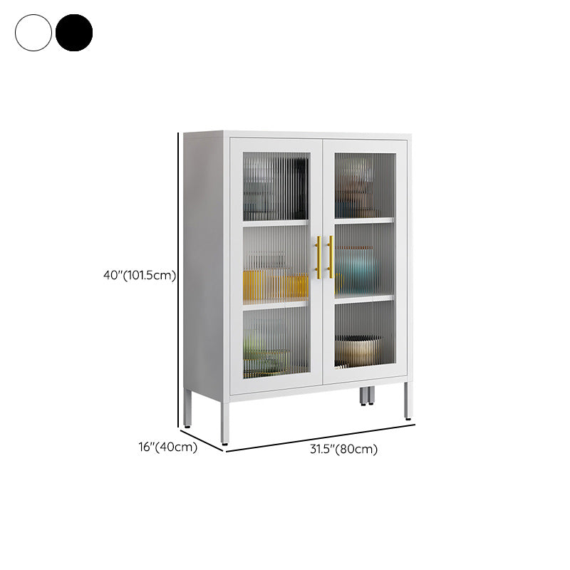 Contemporary Dining Server with Glass Doors Metal Buffet Server Clearhalo 'buffet_sideboard' 'Buffets & Sideboards' 'furn' 'furn_buffet_sideboard' 'Furniture' 'Kitchen & Dining Furniture' 6139059