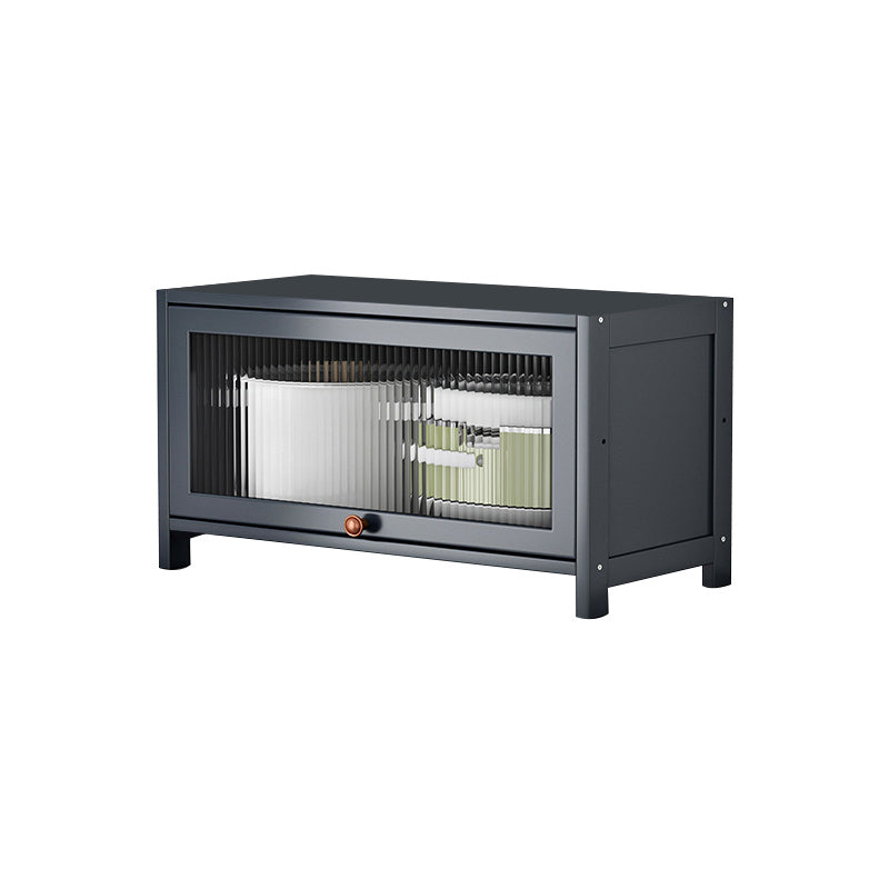 Contemporary Black Buffet Server Bamboo Dining Server for Kitchen 27.6"L x 12.6"W x 15.7"H Clearhalo 'buffet_sideboard' 'Buffets & Sideboards' 'furn' 'furn_buffet_sideboard' 'Furniture' 'Kitchen & Dining Furniture' 6139113