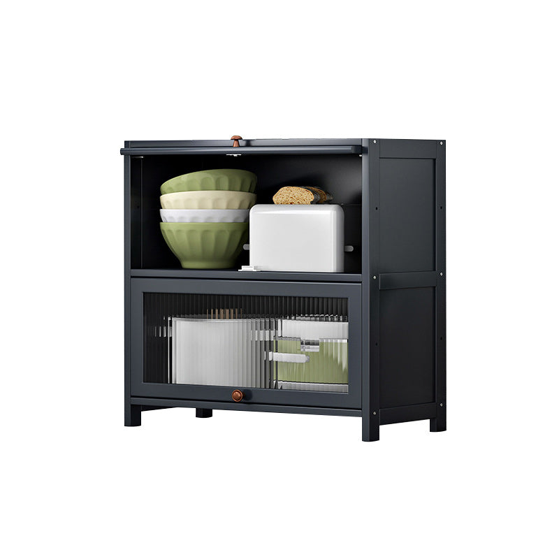 Contemporary Black Buffet Server Bamboo Dining Server for Kitchen 27.6"L x 12.6"W x 28.7"H Clearhalo 'buffet_sideboard' 'Buffets & Sideboards' 'furn' 'furn_buffet_sideboard' 'Furniture' 'Kitchen & Dining Furniture' 6139119