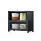 Contemporary Black Buffet Server Bamboo Dining Server for Kitchen 31.5"L x 12.6"W x 28.7"H Clearhalo 'buffet_sideboard' 'Buffets & Sideboards' 'furn' 'furn_buffet_sideboard' 'Furniture' 'Kitchen & Dining Furniture' 6139122