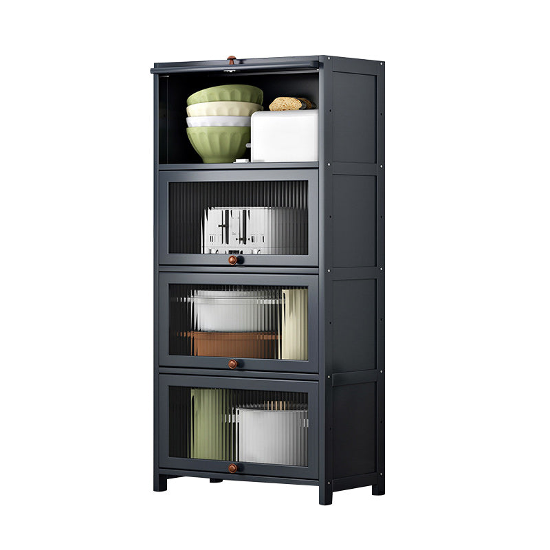 Contemporary Black Buffet Server Bamboo Dining Server for Kitchen 23.6"L x 12.6"W x 55.1"H Clearhalo 'buffet_sideboard' 'Buffets & Sideboards' 'furn' 'furn_buffet_sideboard' 'Furniture' 'Kitchen & Dining Furniture' 6139130