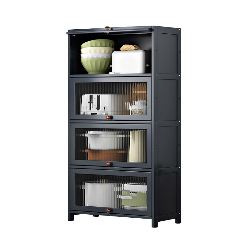 Contemporary Black Buffet Server Bamboo Dining Server for Kitchen 27.6"L x 12.6"W x 55.1"H Clearhalo 'buffet_sideboard' 'Buffets & Sideboards' 'furn' 'furn_buffet_sideboard' 'Furniture' 'Kitchen & Dining Furniture' 6139132