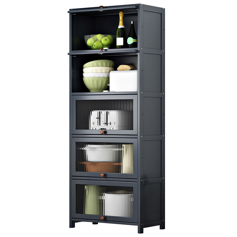 Contemporary Black Buffet Server Bamboo Dining Server for Kitchen 23.6"L x 12.6"W x 67.7"H Clearhalo 'buffet_sideboard' 'Buffets & Sideboards' 'furn' 'furn_buffet_sideboard' 'Furniture' 'Kitchen & Dining Furniture' 6139135