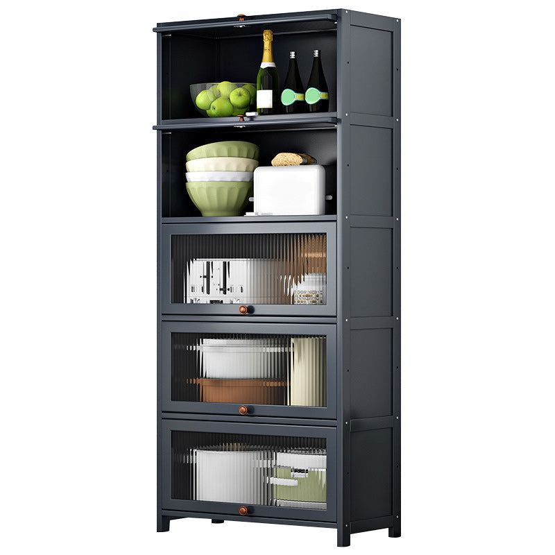 Contemporary Black Buffet Server Bamboo Dining Server for Kitchen 27.6"L x 12.6"W x 67.7"H Clearhalo 'buffet_sideboard' 'Buffets & Sideboards' 'furn' 'furn_buffet_sideboard' 'Furniture' 'Kitchen & Dining Furniture' 6139138