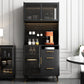 Black Engineered Wood Buffet Server with Drawers Modern Dining Server Clearhalo 'buffet_sideboard' 'Buffets & Sideboards' 'furn' 'furn_buffet_sideboard' 'Furniture' 'Kitchen & Dining Furniture' 6139200