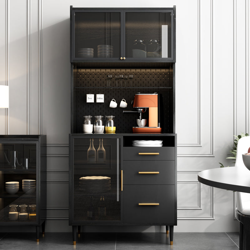 Black Engineered Wood Buffet Server with Drawers Modern Dining Server Clearhalo 'buffet_sideboard' 'Buffets & Sideboards' 'furn' 'furn_buffet_sideboard' 'Furniture' 'Kitchen & Dining Furniture' 6139200