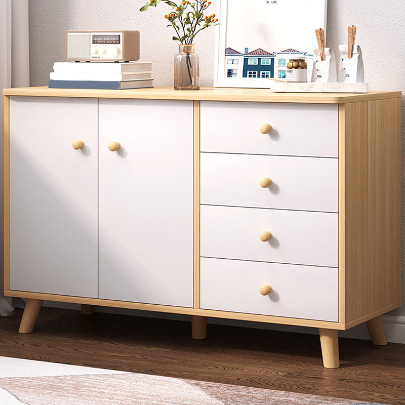 Modern Buffet Server Engineered Wood Dining Server for Kitchen 39"L x 13"W x 29"H Natural Wood White Clearhalo 'buffet_sideboard' 'Buffets & Sideboards' 'furn' 'furn_buffet_sideboard' 'Furniture' 'Kitchen & Dining Furniture' 6139212